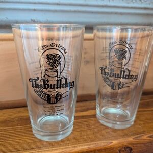 Set Of Two Pint Glasses From The Bulldog New Orleans Mardi Gras Themed